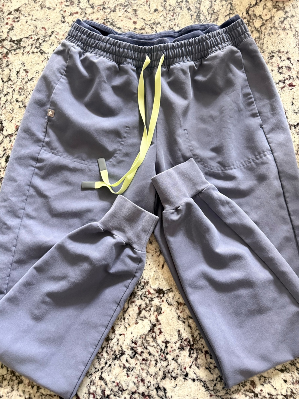 Figs Space Navy Track Joggers with Neon Yellow Drawstring Medium Tall